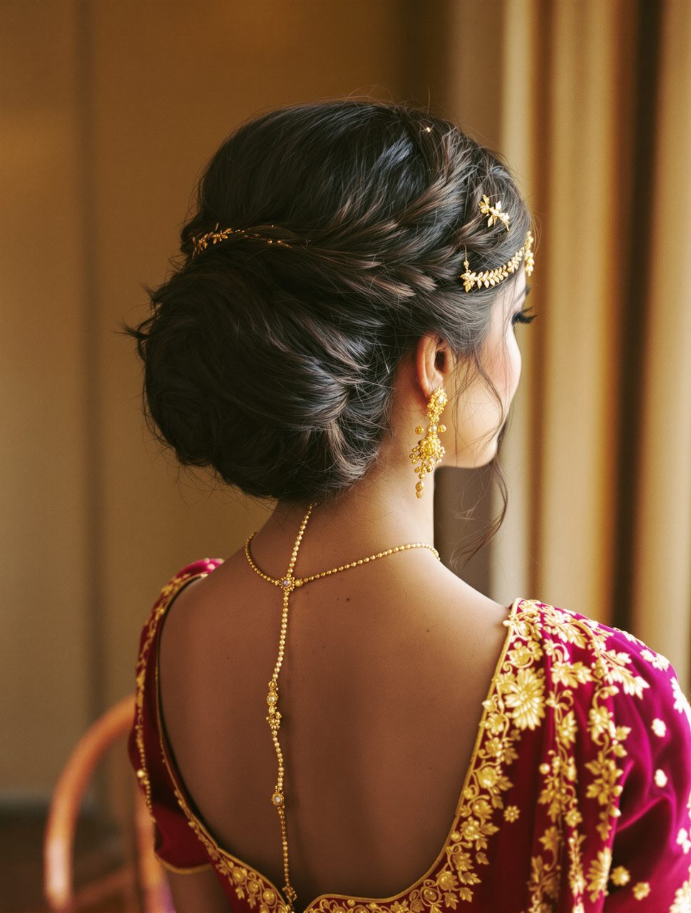 Elegant Indian bridal hair styling
